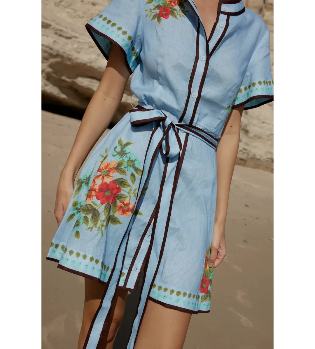 Aston Studio Nami Dress In Pool Blue Bouquet Size AU 12 for rent on The Volte - main image