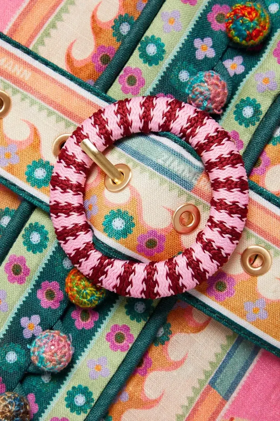 Zimmermann Ginger Buttoned Mini Dress Pink Multi Size 4 /  AU 16 for rent on The Volte - main image