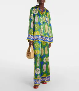 Alémais Gina Silk Satin Shirt and Wide Leg Pant Set Print Size AU 16 for rent on The Volte - image 1