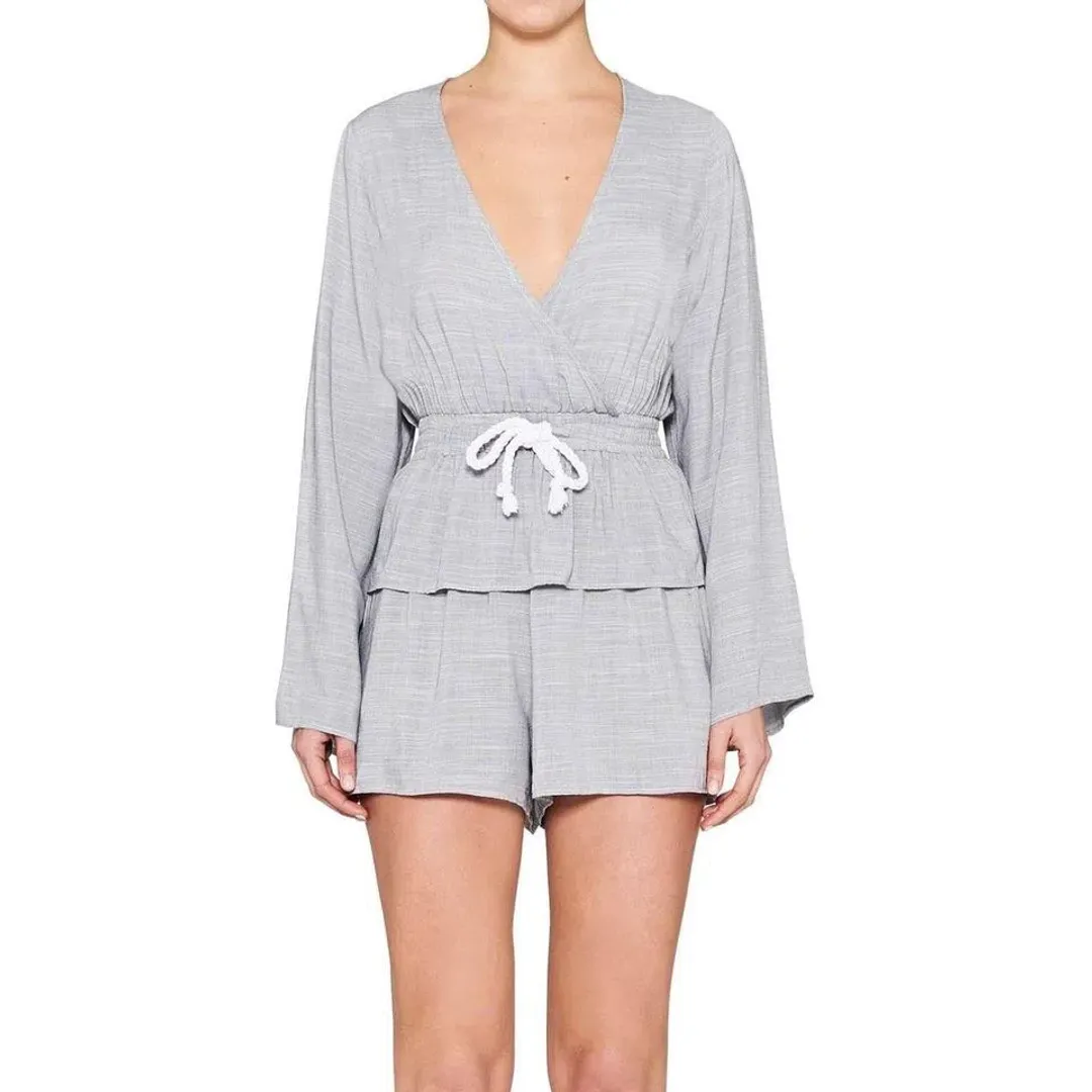 Elka Collective Claudia Jumpsuit Blue Grey Size 6 for rent on The Volte - main image