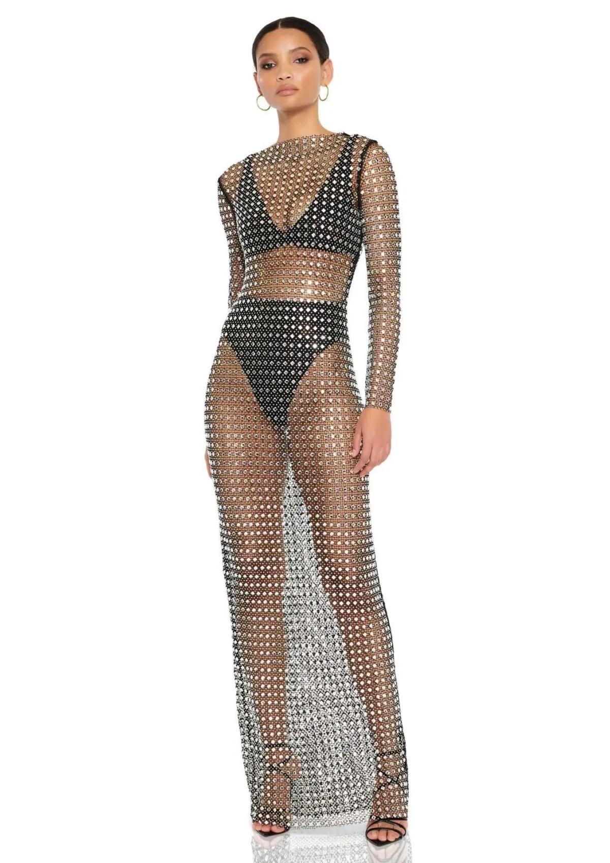 Nookie Fame Long Sleeve Gown Silver Size XS / AU 6 for rent on The Volte - main image