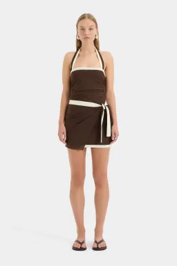 Sir the Label Jacques Mini Dress in Chocolate Size 0 (AU 6) for rent on The Volte - image 1