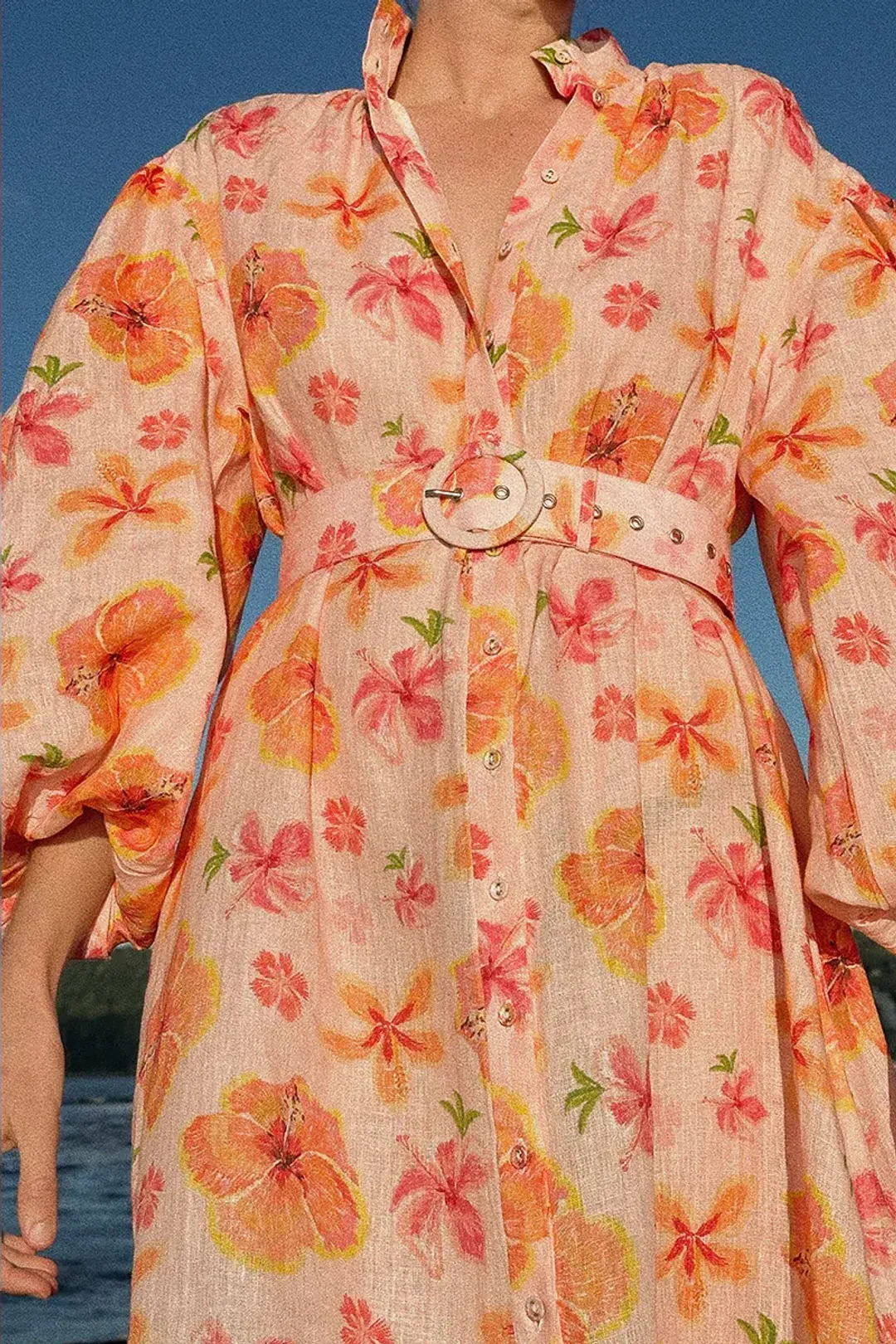 Palm Noosa Noddy Spanish Hibiscus Linen Maxi Dress Floral Size 12 for rent on The Volte - main image