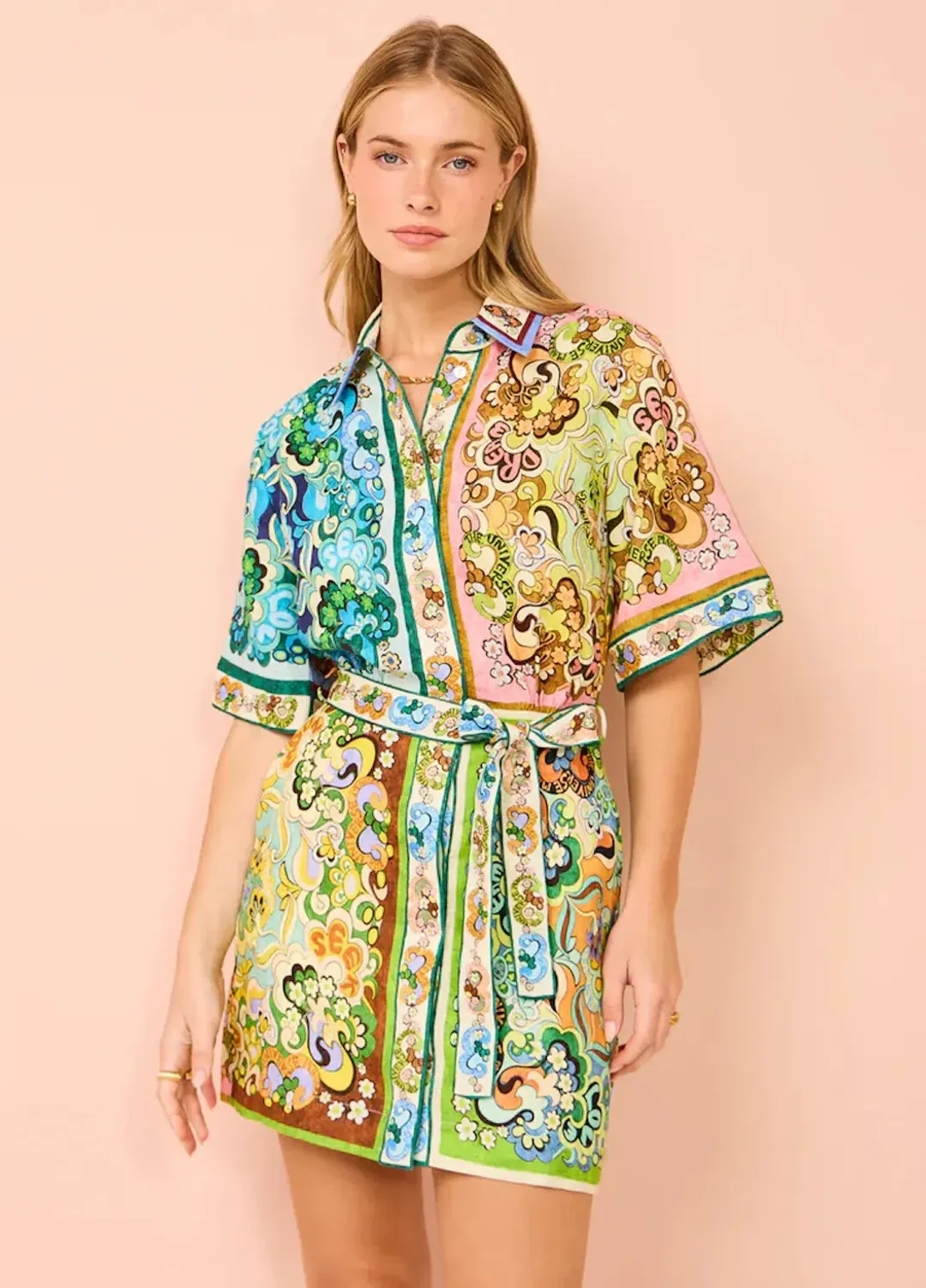 Alemais Dreamer Mini Shirt Dress Print Size 8 for rent on The Volte - main image