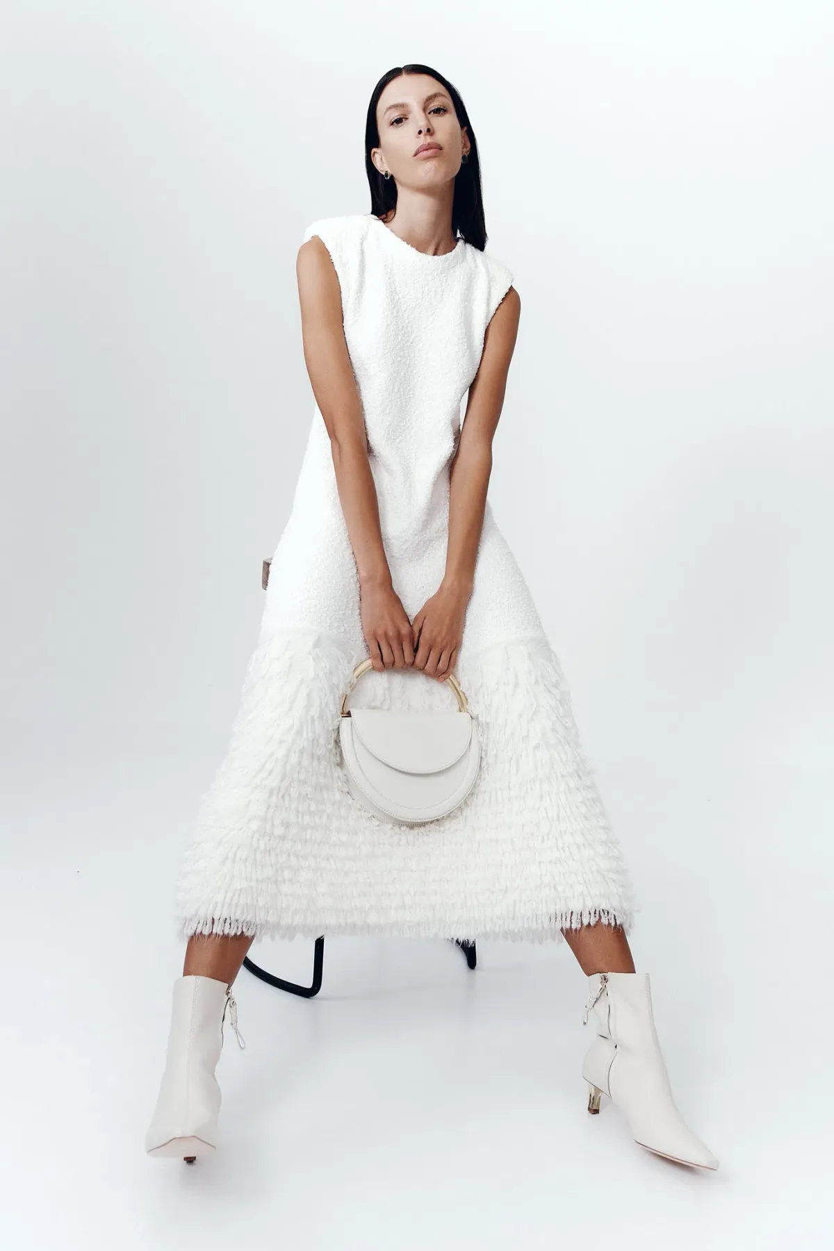 Aje Dimension Knit Midi Dress Ivory Size XS / AU 6 for rent on The Volte - main image