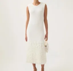 Aje Dimension Knit Midi Dress Ivory Size XS / AU 6 for rent on The Volte - image 2