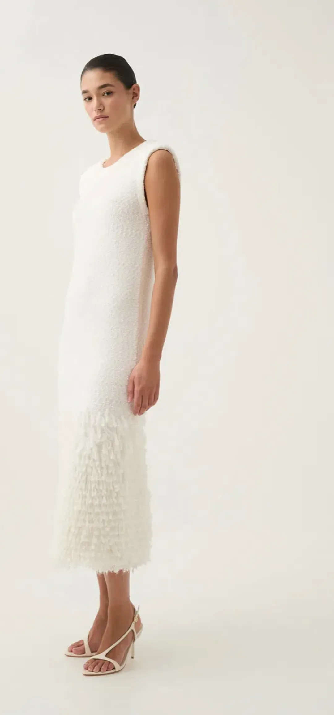 Aje Dimension Knit Midi Dress Ivory Size XS / AU 6 for rent on The Volte - main image