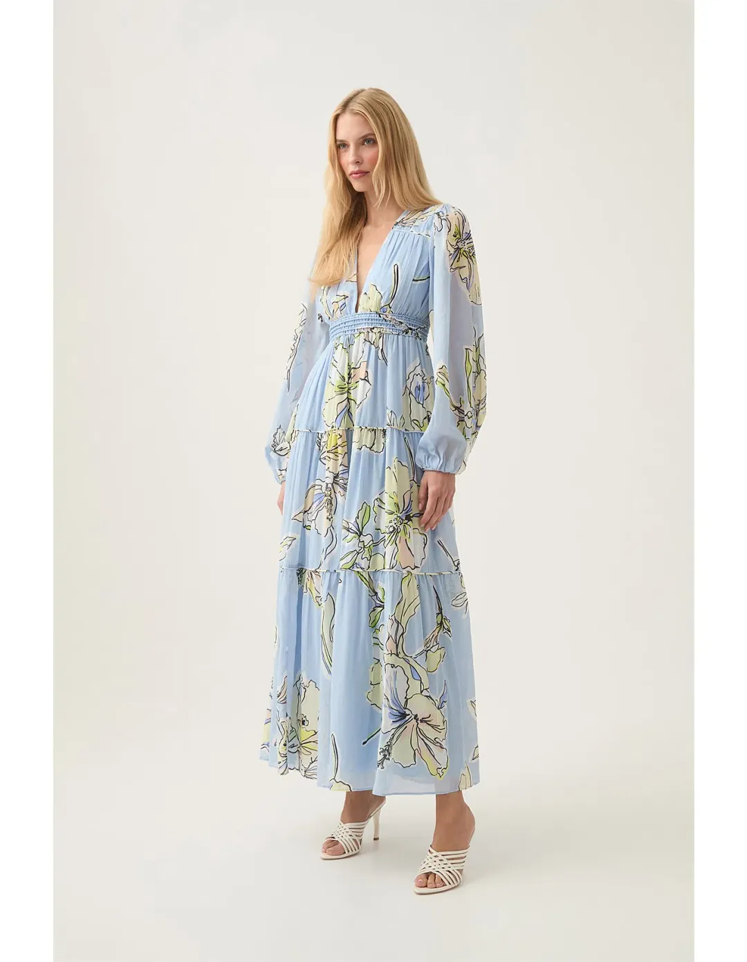 Aje Romantica Voile Maxi Dress Blue Hibiscus Size S / AU 8 for rent on The Volte - main image