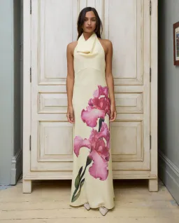 With Harper Lu Cowl Slip Dress Iris Floral Size XL / AU 14 for rent on The Volte - image 1