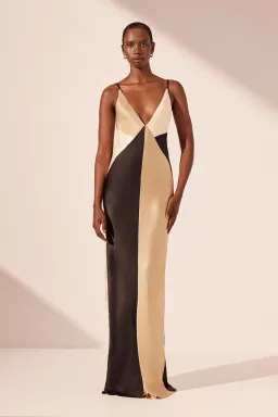 Shona Joy Sofia Contrast Double Strap Maxi Dress in Black/Multi Size 8 for rent on The Volte - image 2