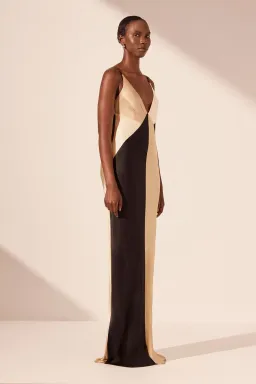 Shona Joy Sofia Contrast Double Strap Maxi Dress in Black/Multi Size 8 for rent on The Volte - image 4