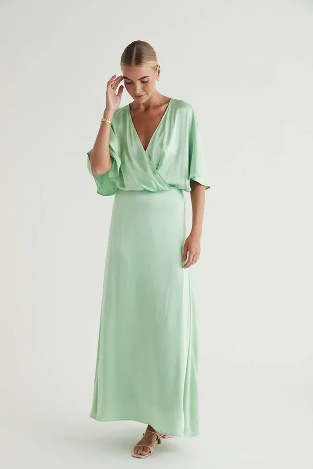 Mos The Label Calista Maxi Dress In Mint Size 14  for rent on The Volte - main image