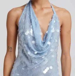 Rat & Boa Anais Maxi Dress Gown In Blue Sequin Size M / Au 10  for rent on The Volte - image 5