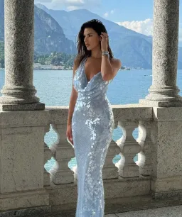 Rat & Boa Anais Maxi Dress Gown In Blue Sequin Size L / Au 12  for rent on The Volte - image 3