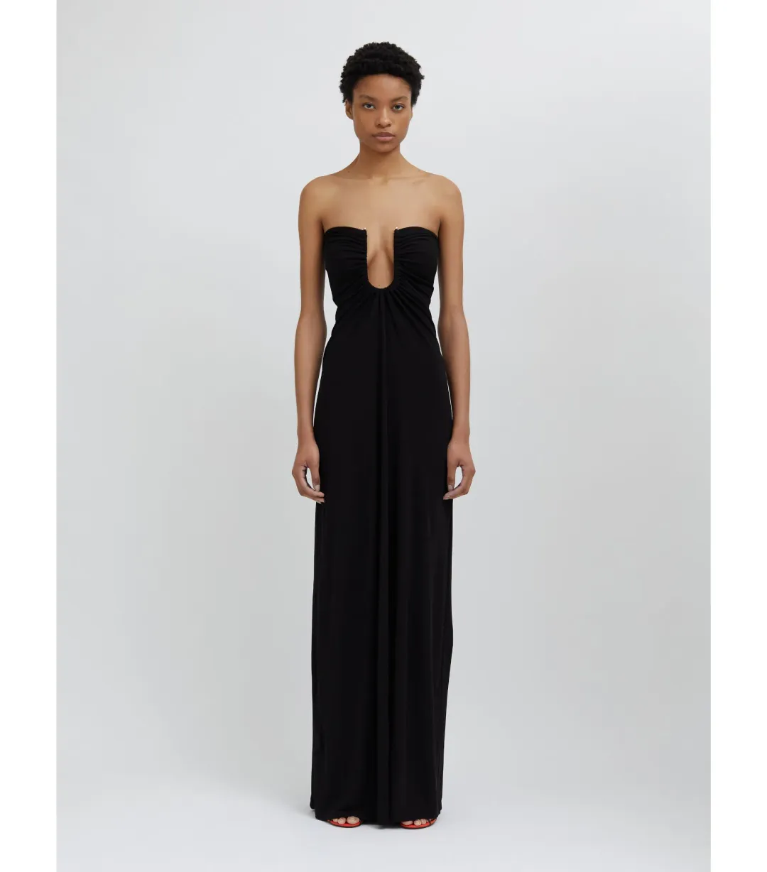 Christopher Esber Arched Palm Strapless Dress Black Size 10 for rent on The Volte - main image