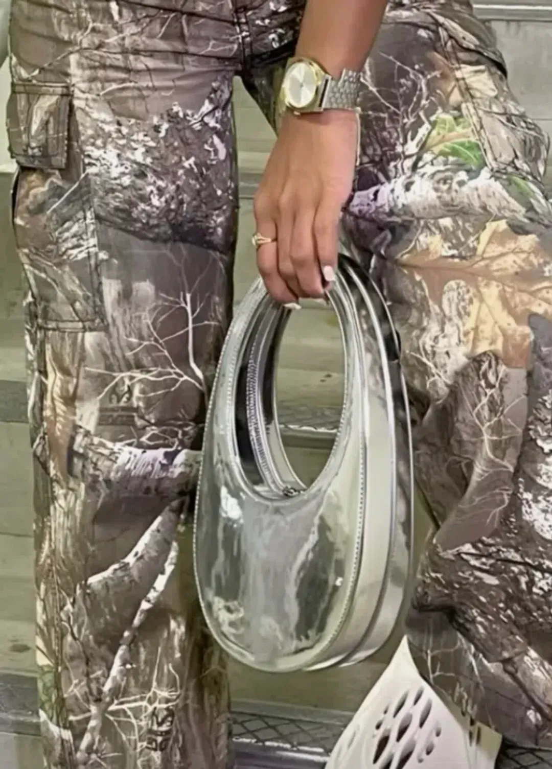 Coperni Silver Swipe Mini Leather Shoulder Bag for rent on The Volte - main image