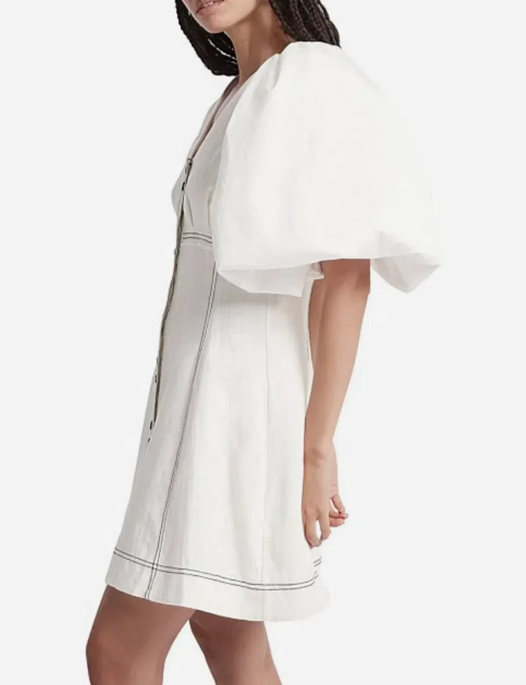 Aje Cherished Mini Dress Ivory Size 10 for rent on The Volte - main image