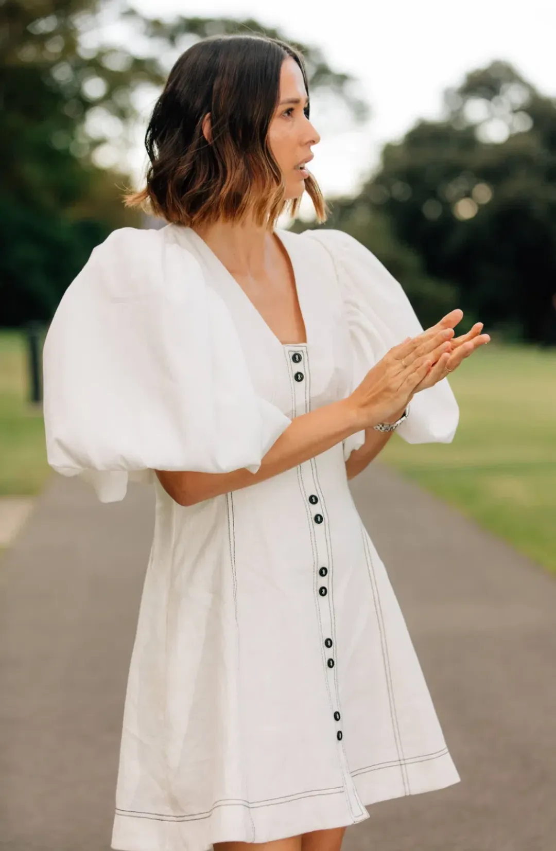 Aje Cherished Mini Dress Ivory Size 10 for rent on The Volte - main image