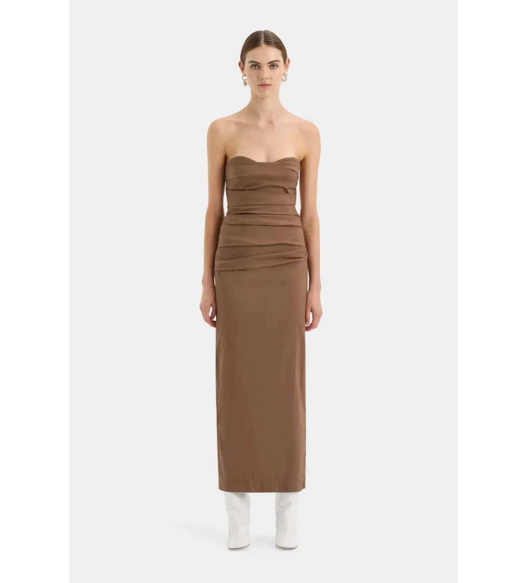 Sir the label Alba Strapless Gown in Mocha Size AU 4 for rent on The Volte - main image