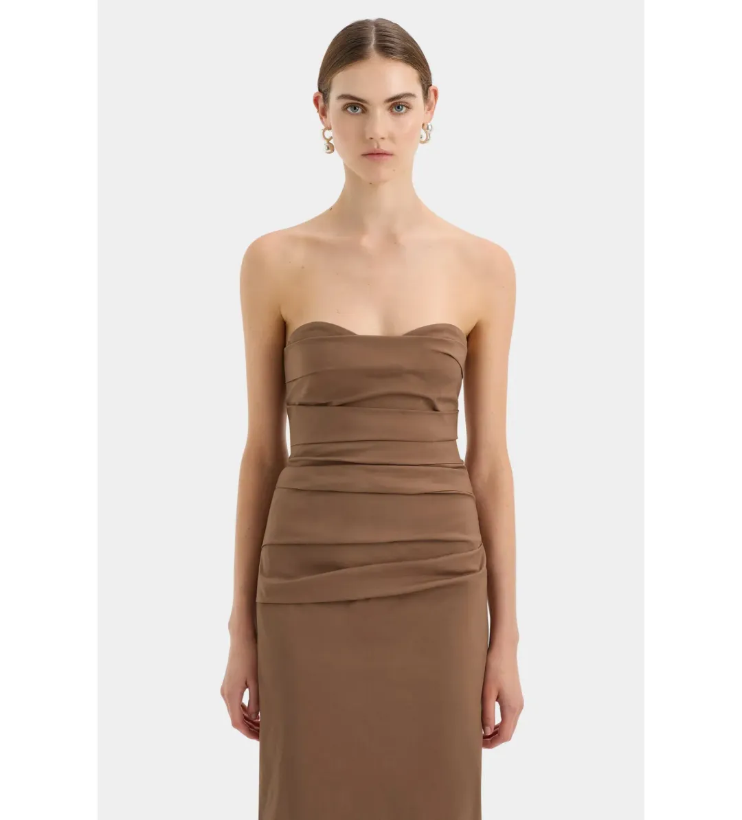 Sir the label Alba Strapless Gown in Mocha Size AU 4 for rent on The Volte - main image