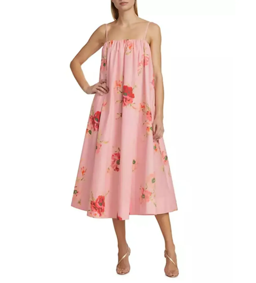 Zimmermann Lightburst Puff Midi Dress in Red Floral Size 0 / AU 8  for rent on The Volte - main image