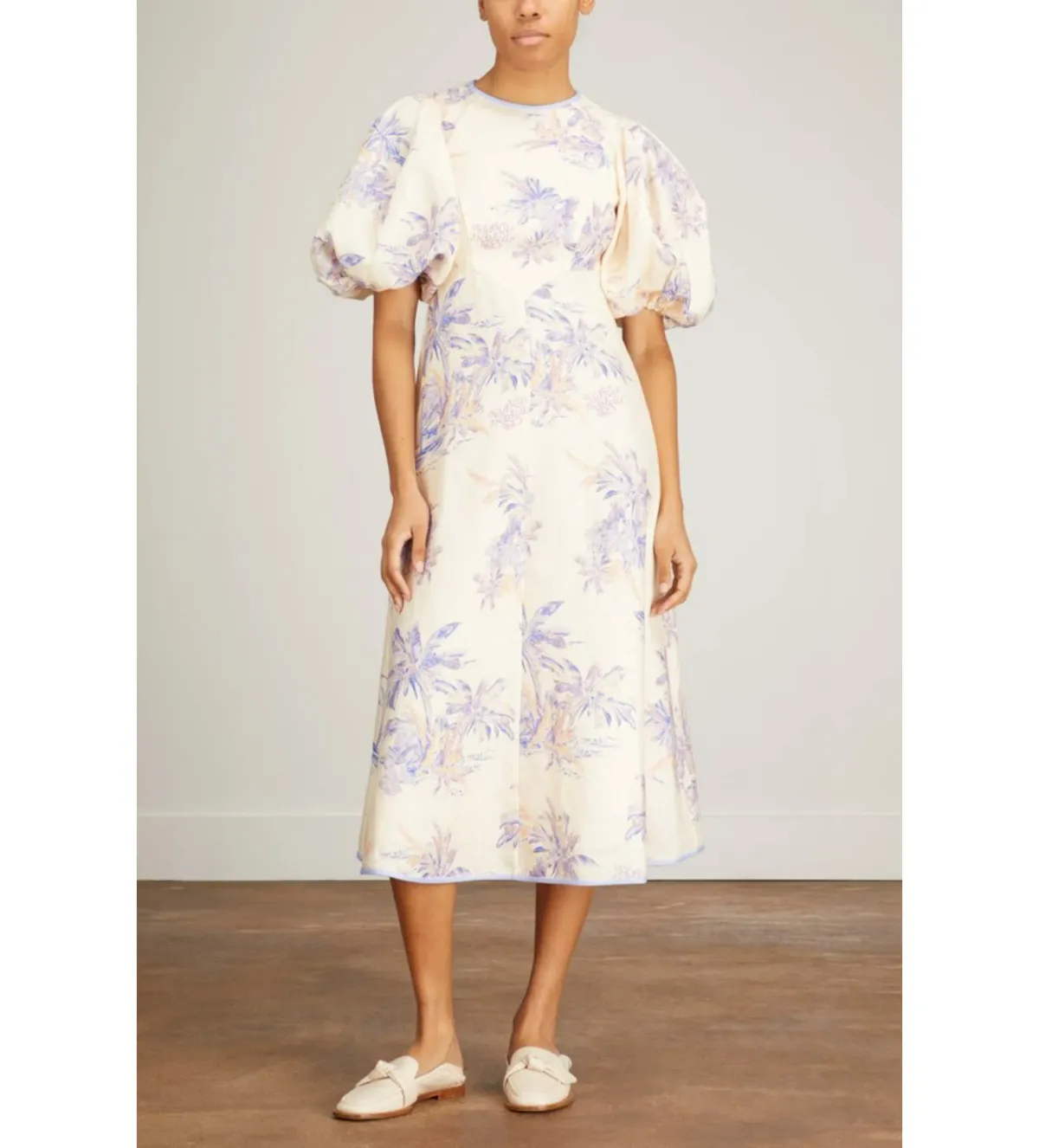 Zimmermann Linen Day Midi Dress in Pearl Palm Toile Size 2 / AU 12 for rent on The Volte - main image