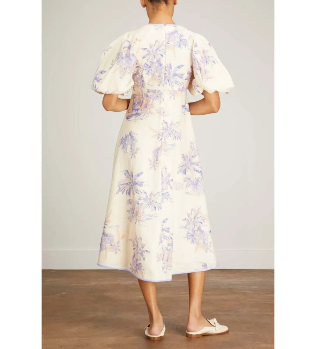 Zimmermann Linen Day Midi Dress in Pearl Palm Toile Size 2 / AU 12 for rent on The Volte - main image