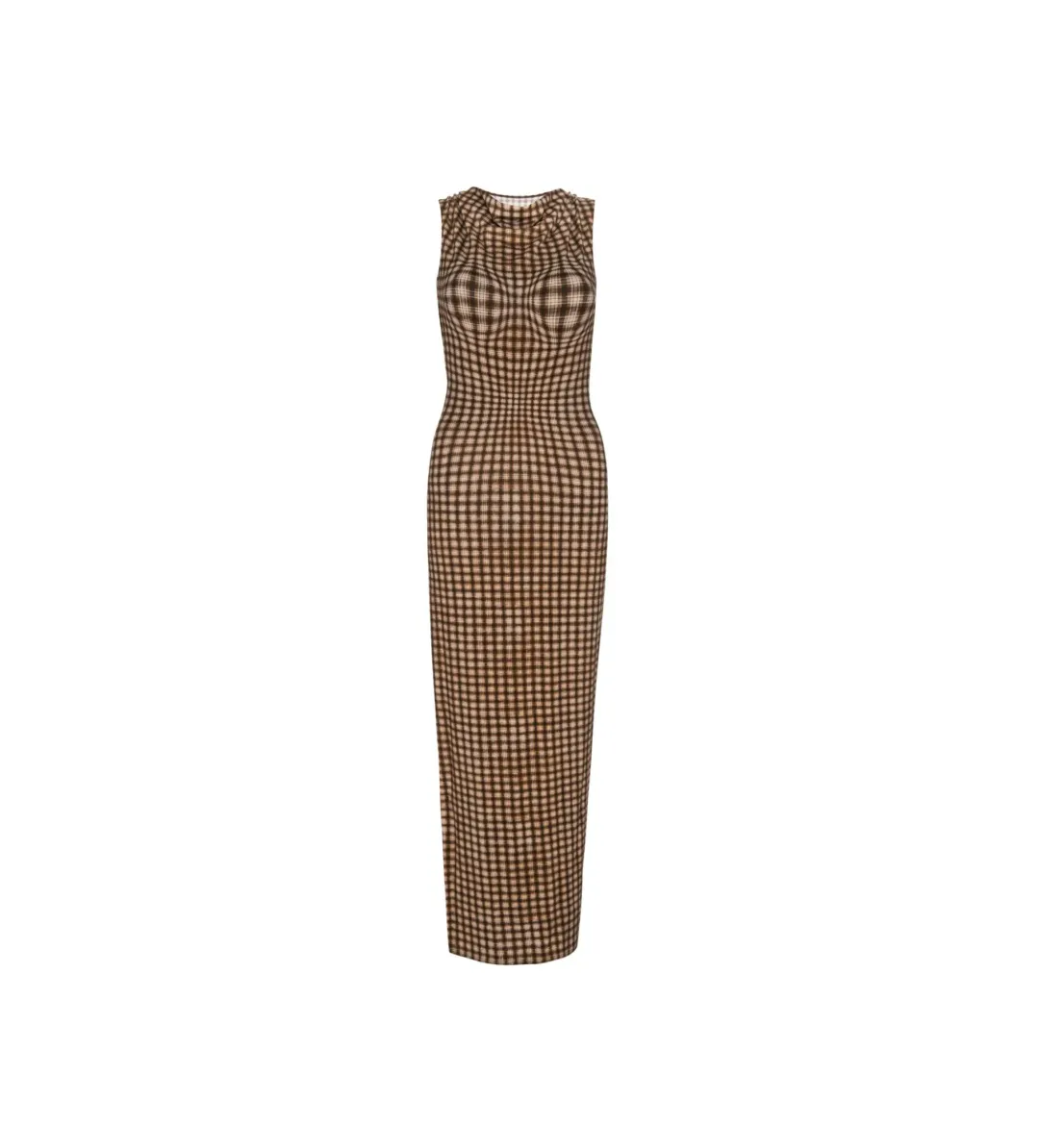 Miaou Brown Selena Maxi Dress in Warped Plaid Size AU 10 for rent on The Volte - main image