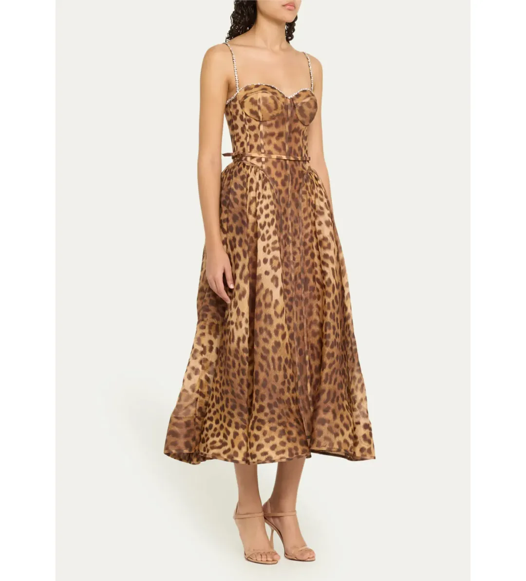 Zimmermann Crush Panelled Midi Dress Leopard 1 / AU 10  for rent on The Volte - main image