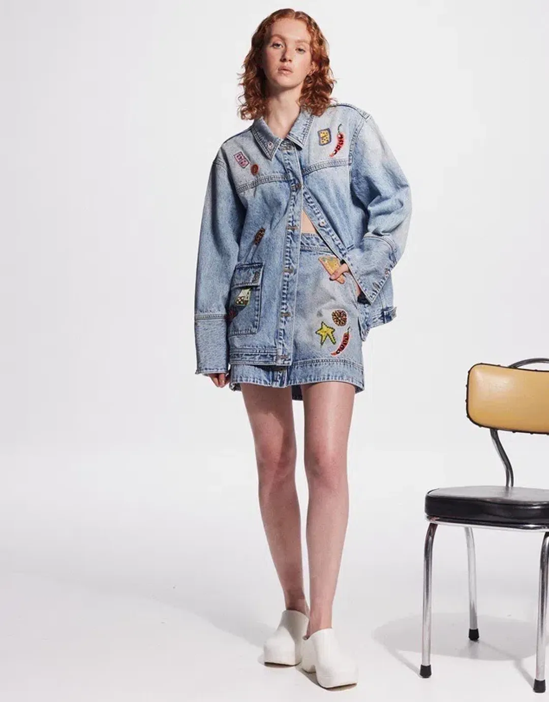 Alemais Jackpot Denim Jacket Size AU 8 and Mini Skirt Size AU 10 Blue for rent on The Volte - main image