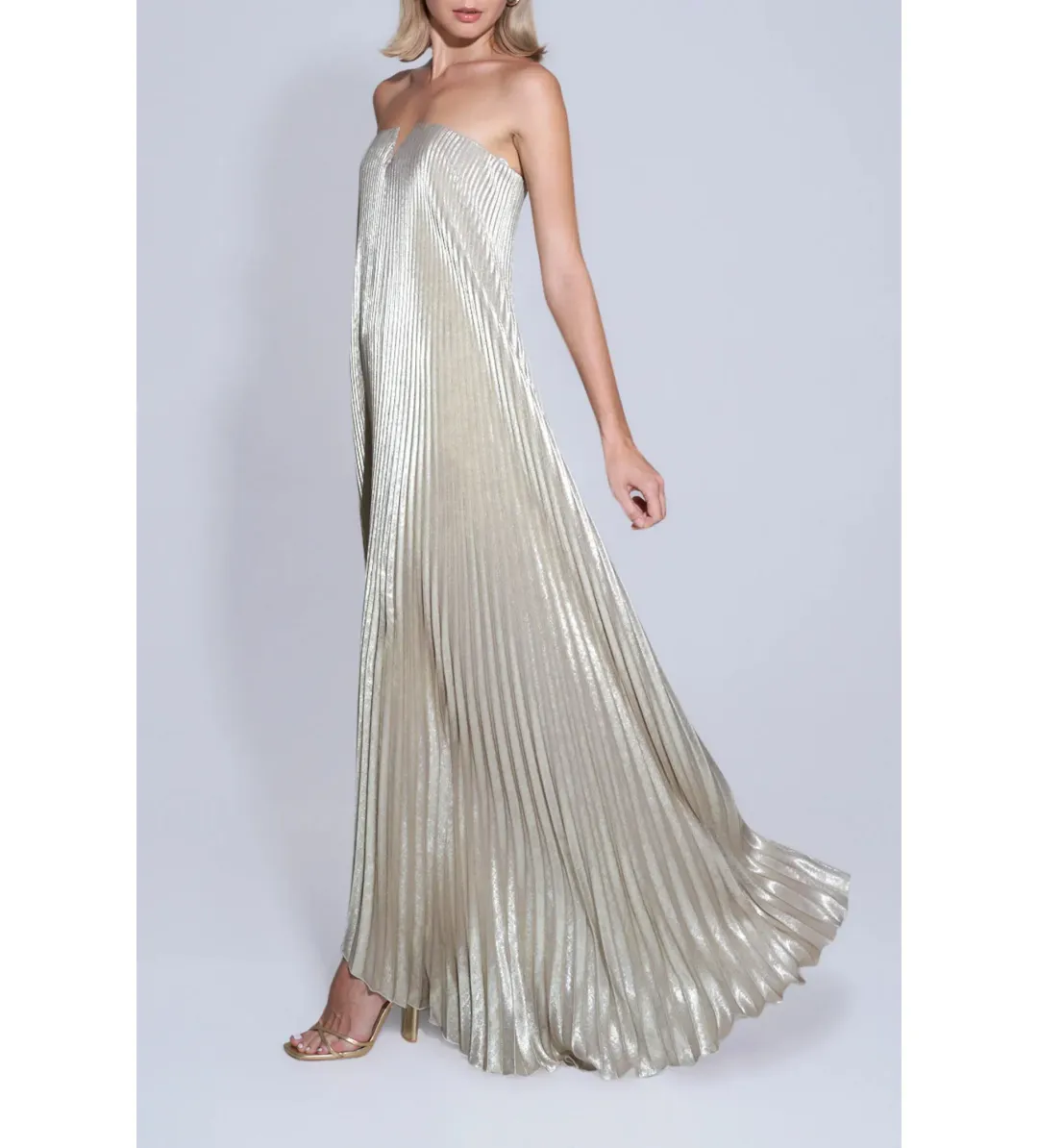 L’idee Black Tie Gown Gold Shimmer Size AU 8 for rent on The Volte - main image