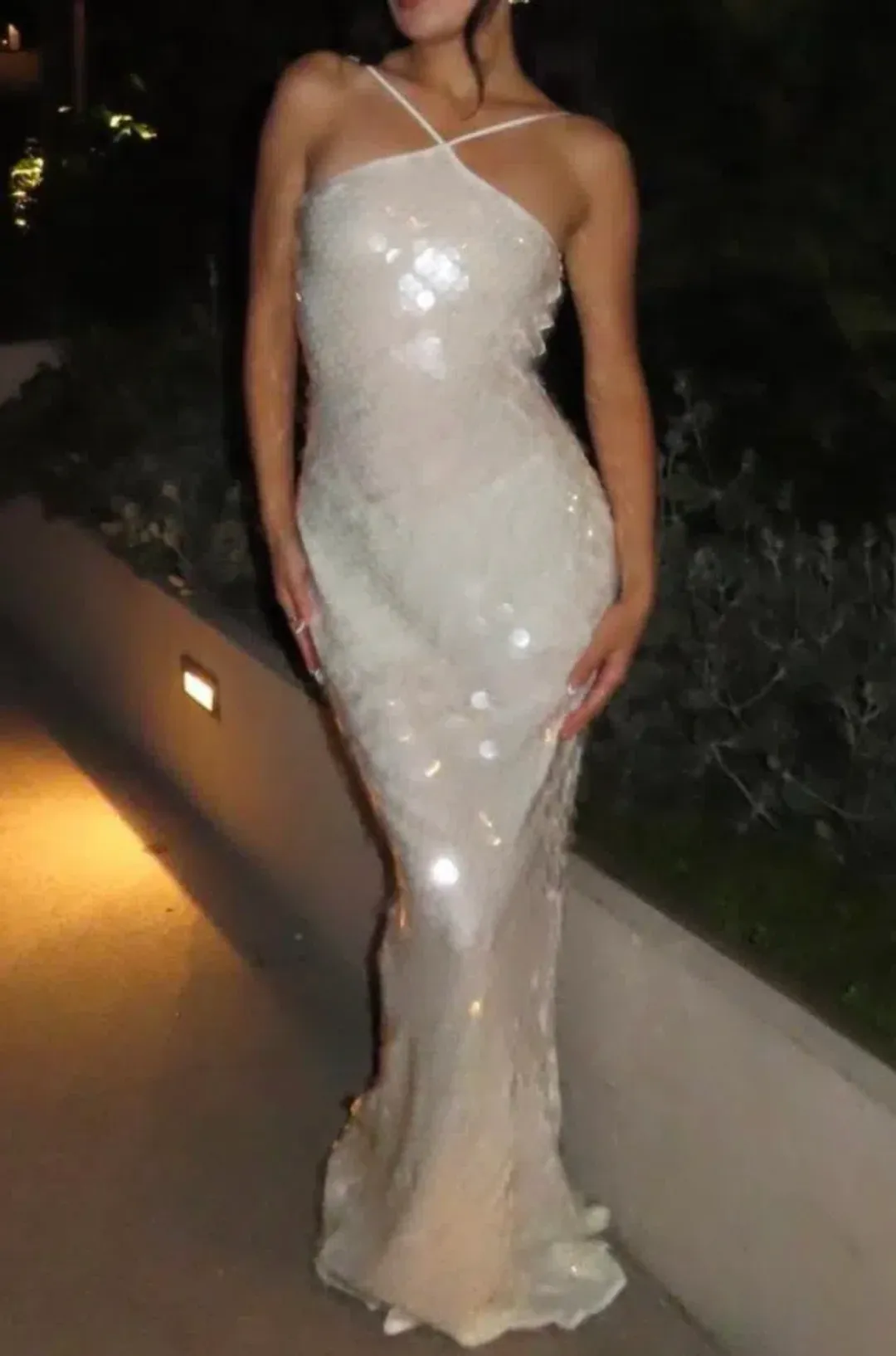 Rat & Boa Emmanuella Halter Maxi Dress in White Sequin Size XS / AU 6 for rent on The Volte - main image