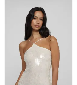 Rat & Boa Emmanuella Halter Maxi Dress in White Sequin Size XS / AU 6 for rent on The Volte - image 7