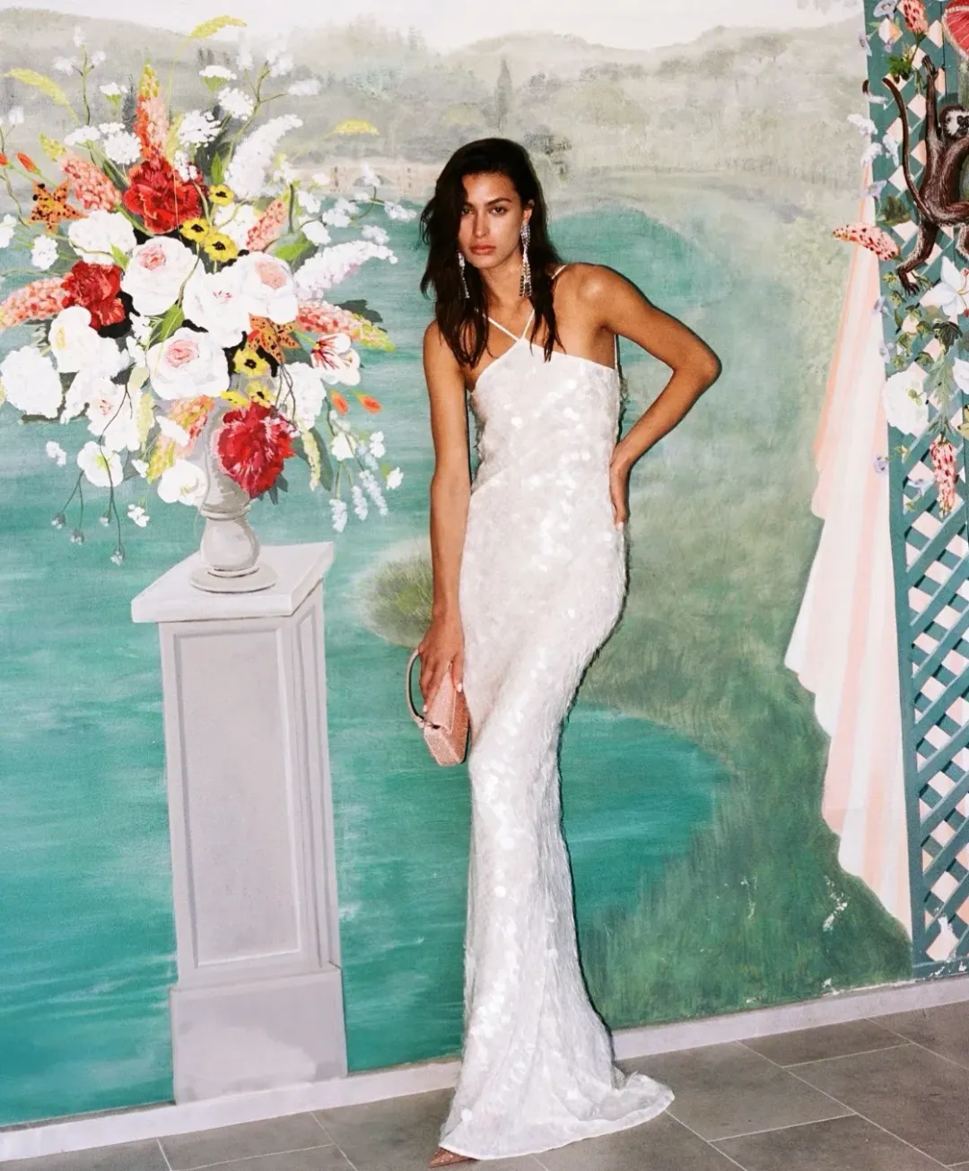 Rat & Boa Emmanuella Halter Maxi Dress in White Sequin Size XS / AU 6 for rent on The Volte - main image