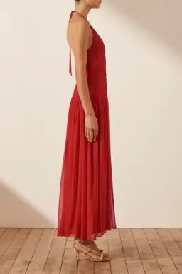 Shona Joy Marquis Halter Tie Midi Dress Roma Red Size 6 for rent on The Volte - image 4