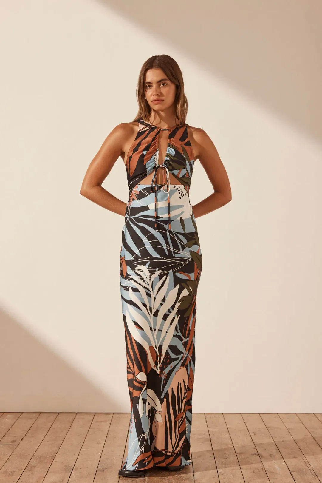 Shona Joy Tramonto Cut Out Front Maxi Dress Print Size 6 for rent on The Volte - main image
