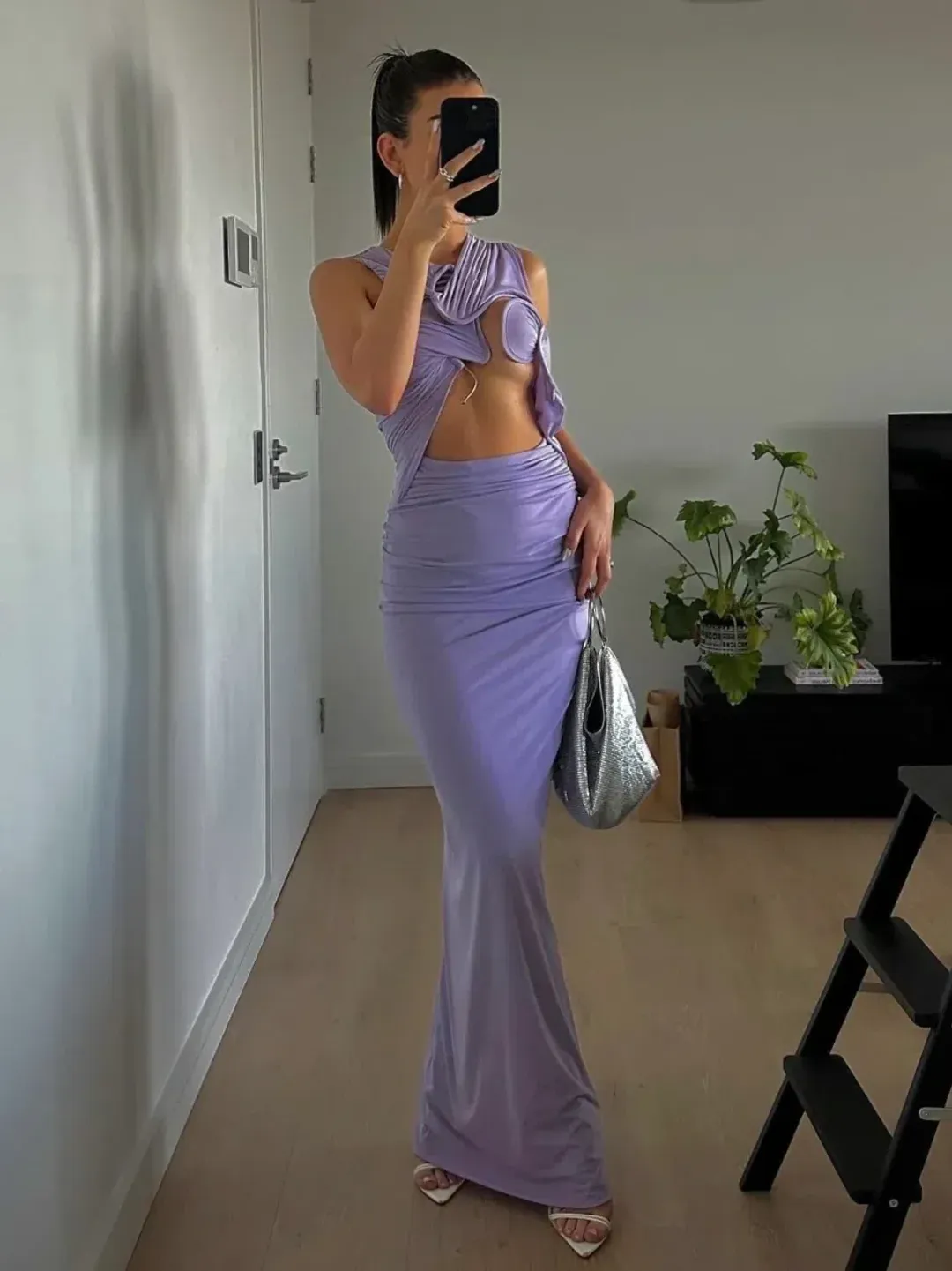 Christopher Esber Venus Tank Maxi Dress Lilac Size 6 for rent on The Volte - main image