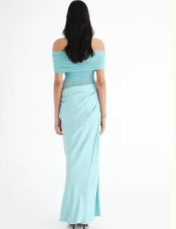BENNI Nico Off Shoulder Maxi Dress Aquamarine Size 6 for rent on The Volte - image 2