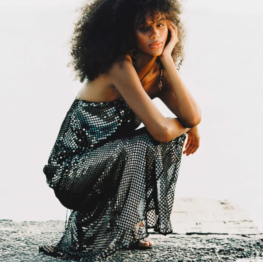 Rat & Boa Solar Maxi Dress Gown in Black with Sequin Size S / AU 8 for rent on The Volte - main image