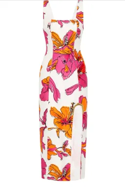 Aje Flourish Midi Dress Vivid Hibiscus Size 6 for rent on The Volte - image 7