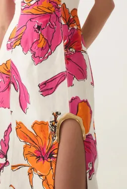 Aje Flourish Midi Dress Vivid Hibiscus Size 6 for rent on The Volte - image 5