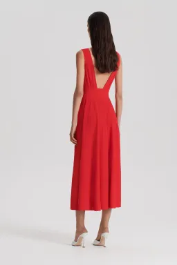 Scanlan Theodore Soft Jersey Dress in Red Size 8 for rent on The Volte - image 3