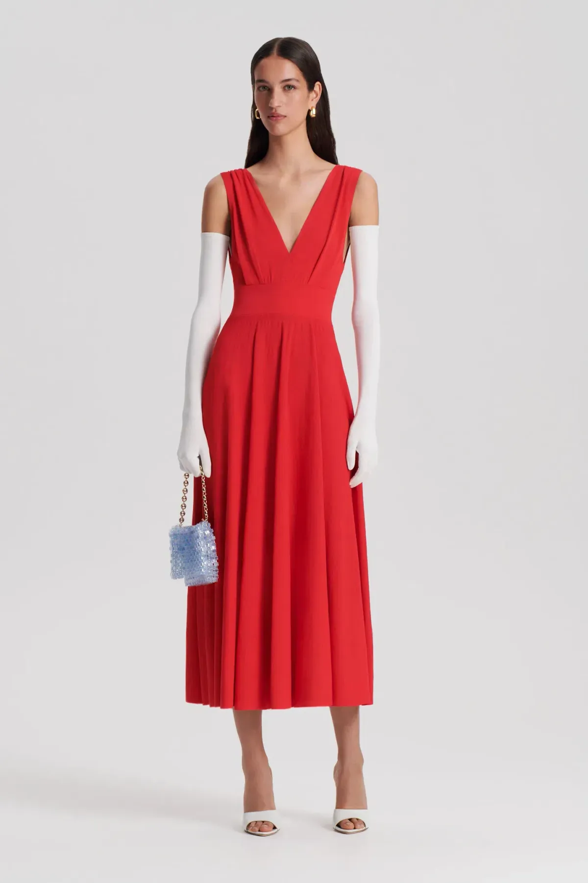 Scanlan Theodore Soft Jersey Dress in Red Size 8 for rent on The Volte - main image