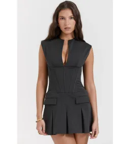 House of CB Eleanor Pleated Corset Dress Charcoal Size XS / AU 6 for rent on The Volte - image 2