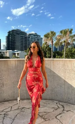 Benni Penelope Halter Maxi Dress- Hibiscus Floral- Size 6 for rent on The Volte - image 1