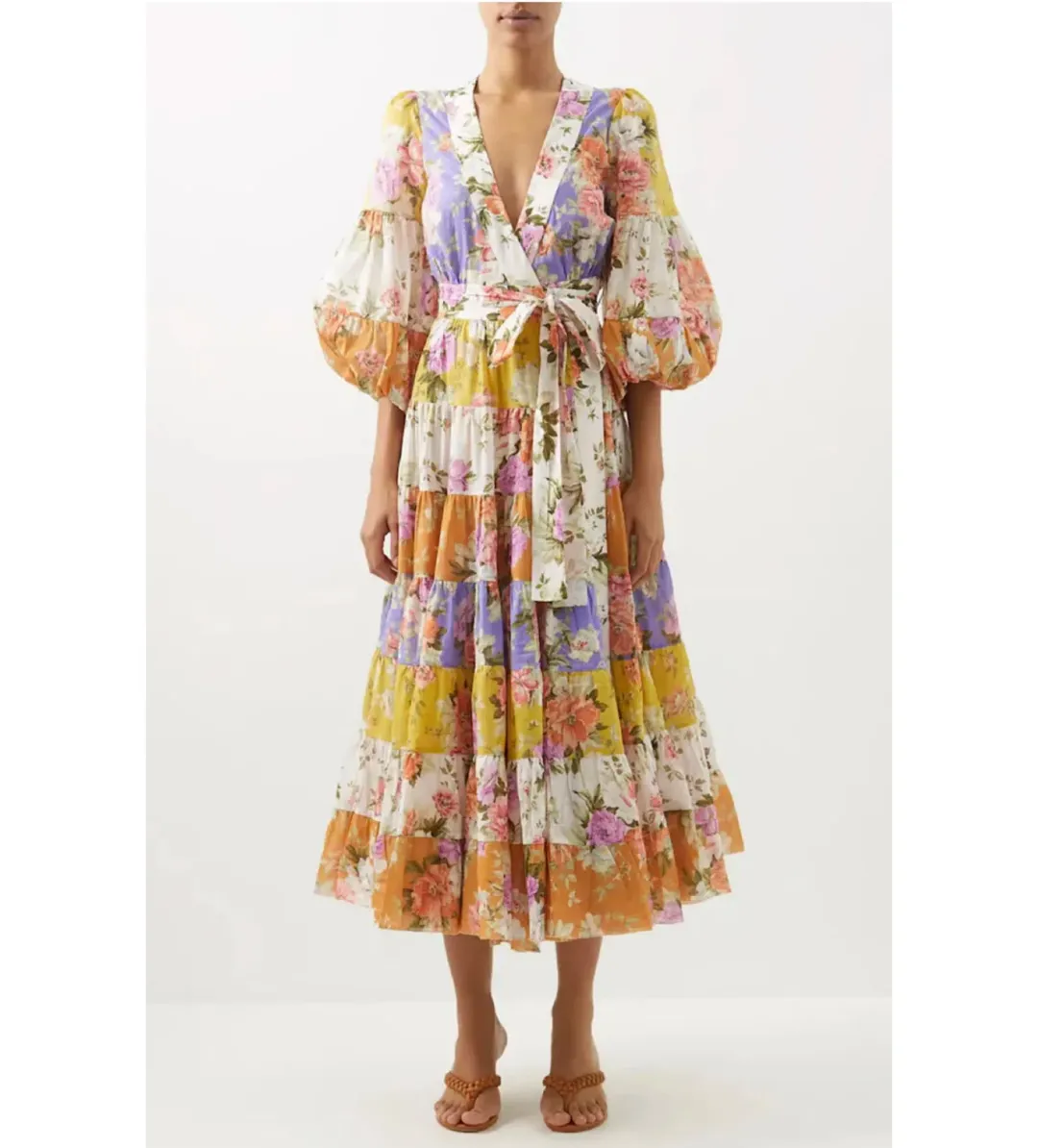 Zimmermann Pattie Wrap Midi Dress Floral Size 0 / AU 8 for rent on The Volte - main image