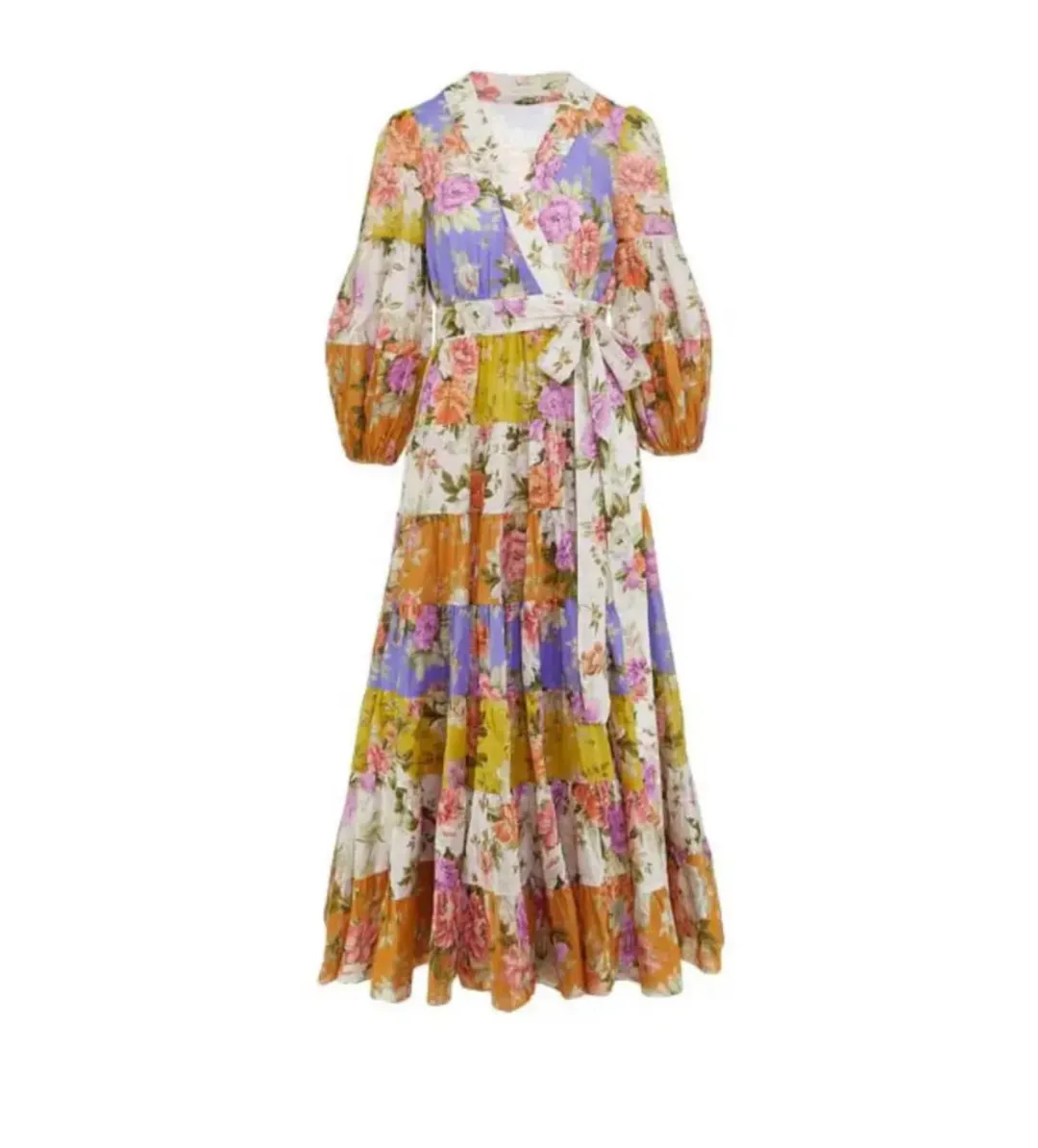 Zimmermann Pattie Wrap Midi Dress Floral Size 0 / AU 8 for rent on The Volte - main image