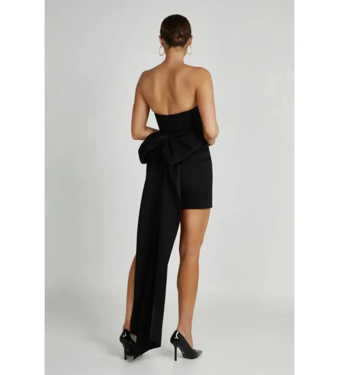 Meshki Meredith Bow Mini Dress Black Size AU 8 for rent on The Volte - main image