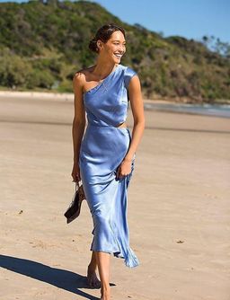 Bec & Bridge Delphine Asymmetrical Midi Dress Cornflower Blue Size 8  for rent on The Volte - image 5