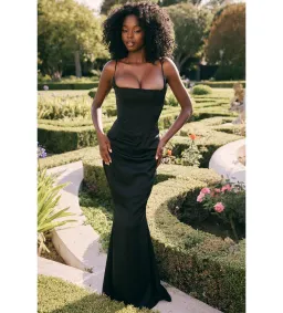 House of CB Olivette Satin Corset Maxi Dress Black Size AU 10 for rent on The Volte - image 1